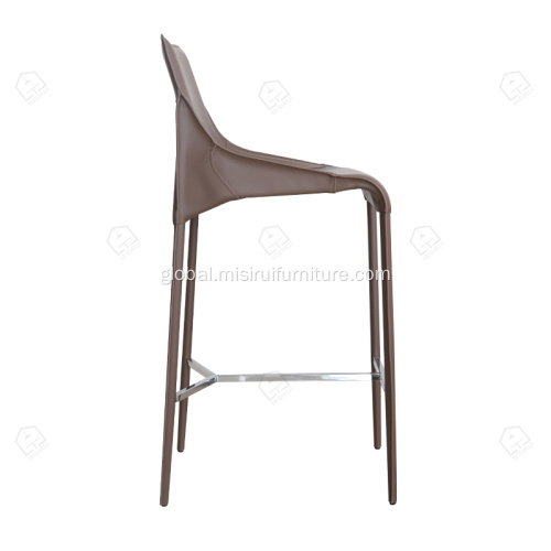 Bar Stool Stainless steel counter chair in saddle leather Factory